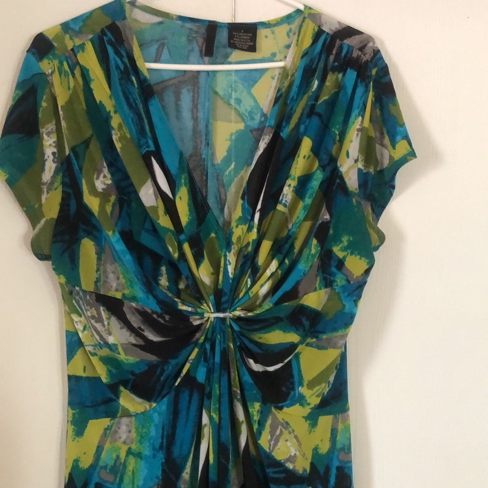 Woman’s abstract green spring tunic dress